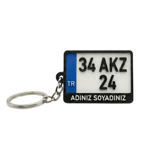 Kişiye Özel 3D Kare Plaka Anahtarlık