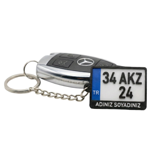 Kişiye Özel 3D Kare Plaka Anahtarlık